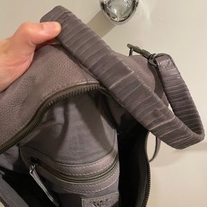 We The Free Free People Bennet Gray Leather Backpack Purse